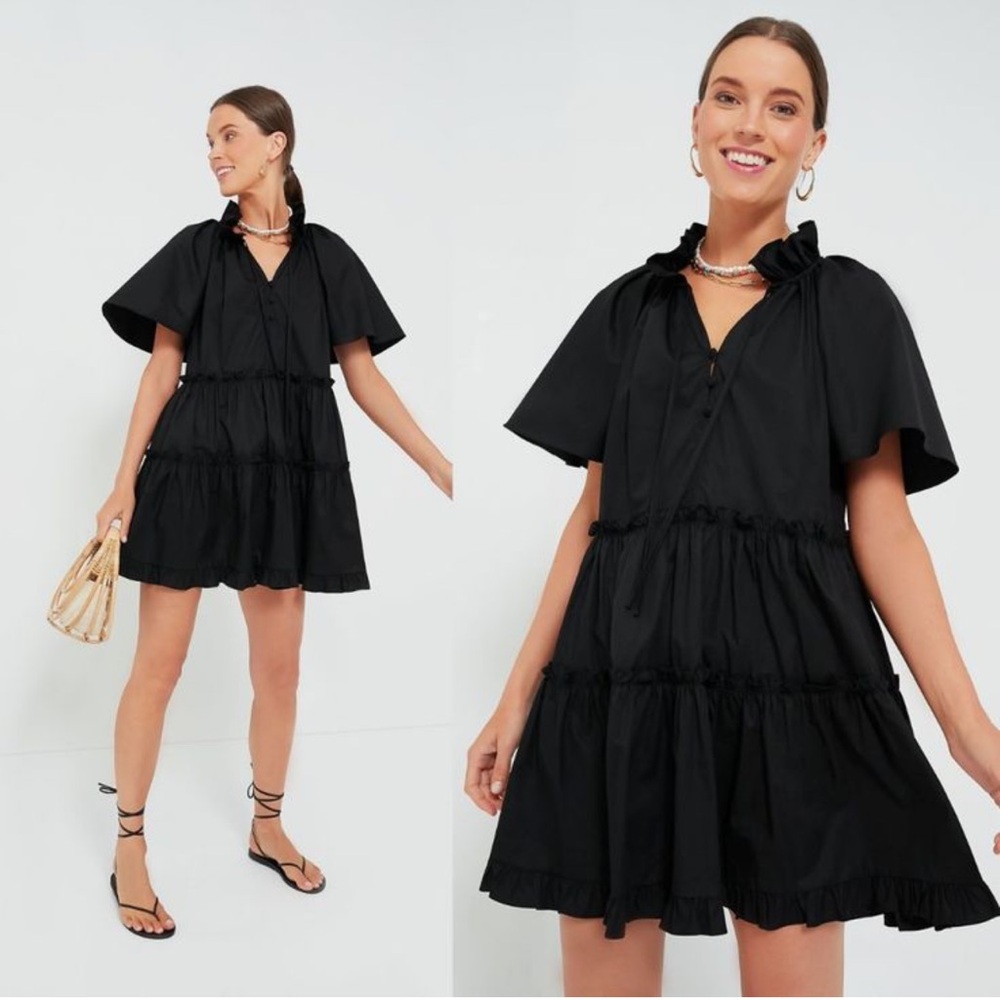 Pomander Place Black Ruffled Dress Tuckernuck XS